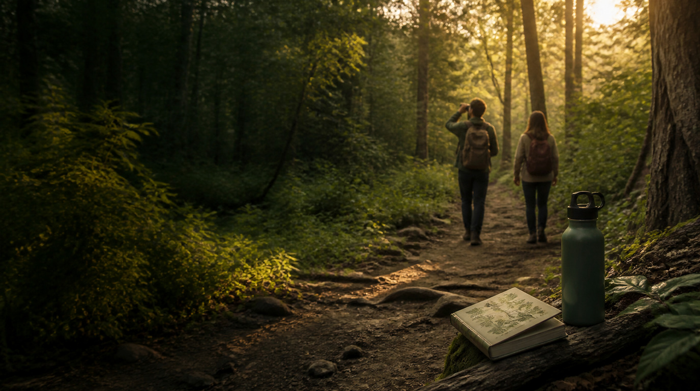 People sharing a calm nature walk